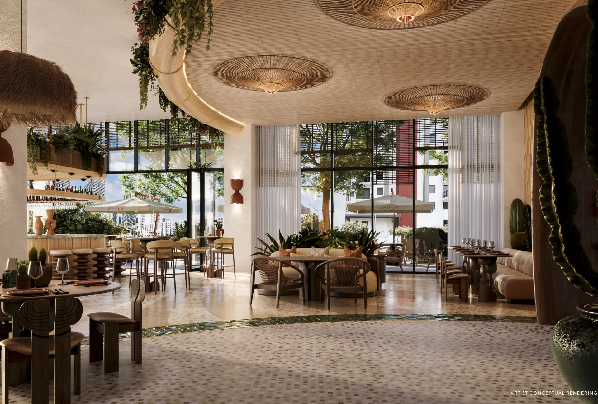Restaurante no lobby do Domus Brickell Center