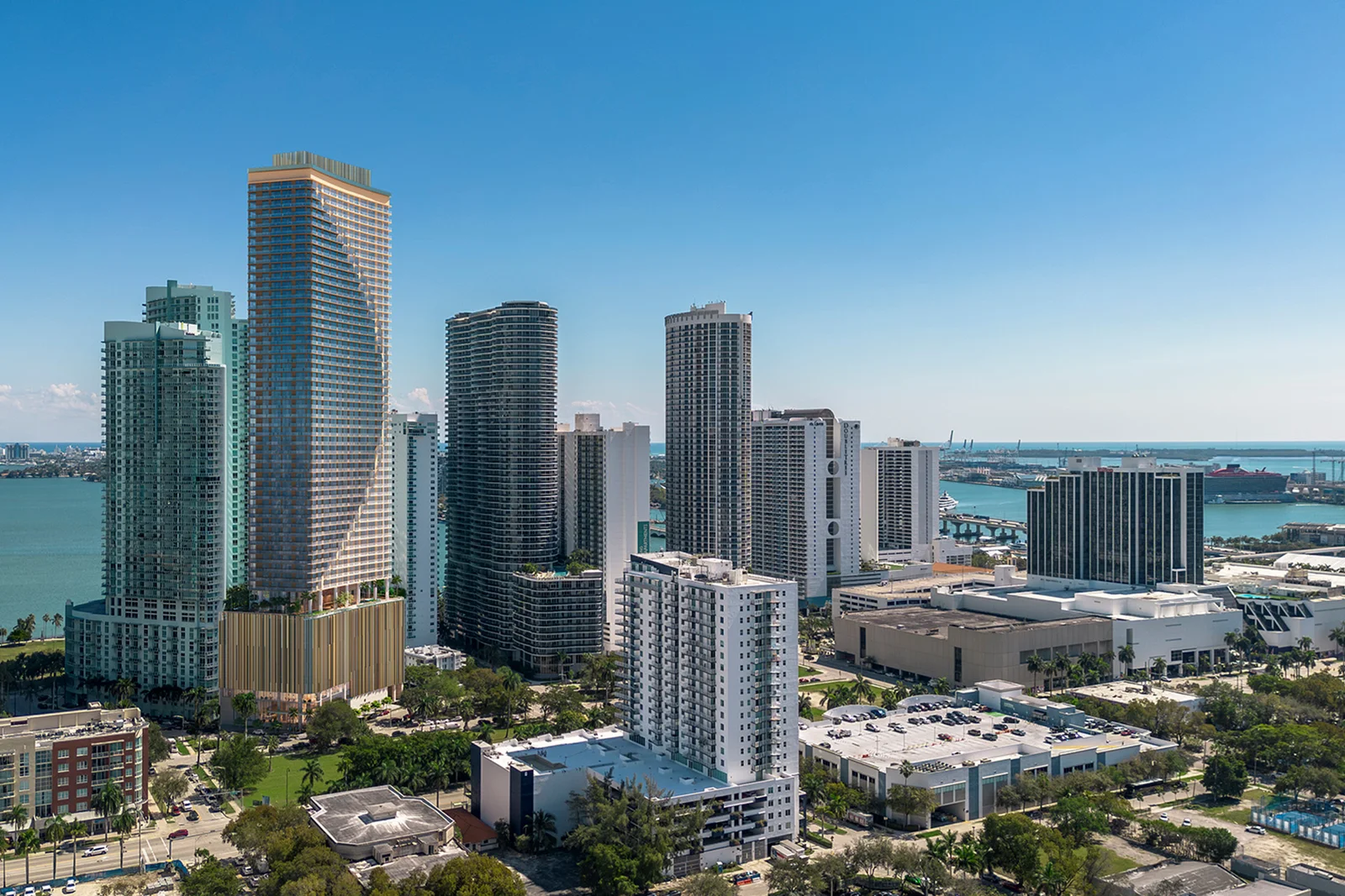 Vista aérea do Edge House em Miami