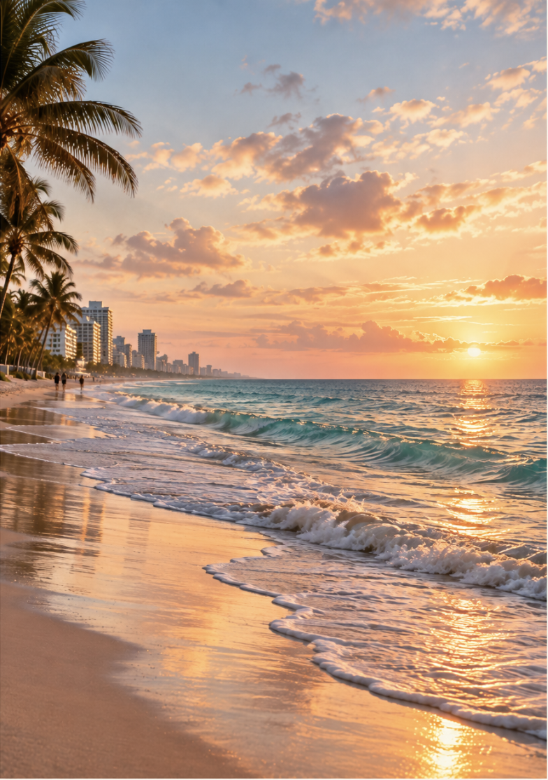 O mar mudando de cor ao fim de tarde